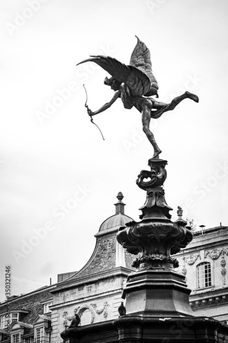 Shaftesbury Memorial Fountain, london black and white