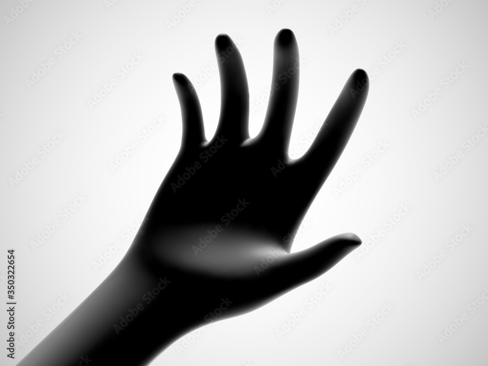 3D black open palm offering something. Concept of charity, care and support. Vector illustration of inviting gesture. Black hand giving out something on white background. 3D black open palm offering something. Concept of charity, care and support. Vector illustration of inviting gesture. Black hand giving out something on white background.