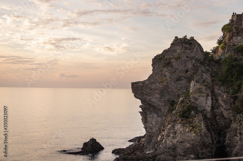 Face cliffs at sunset Italy, Cinque Terre