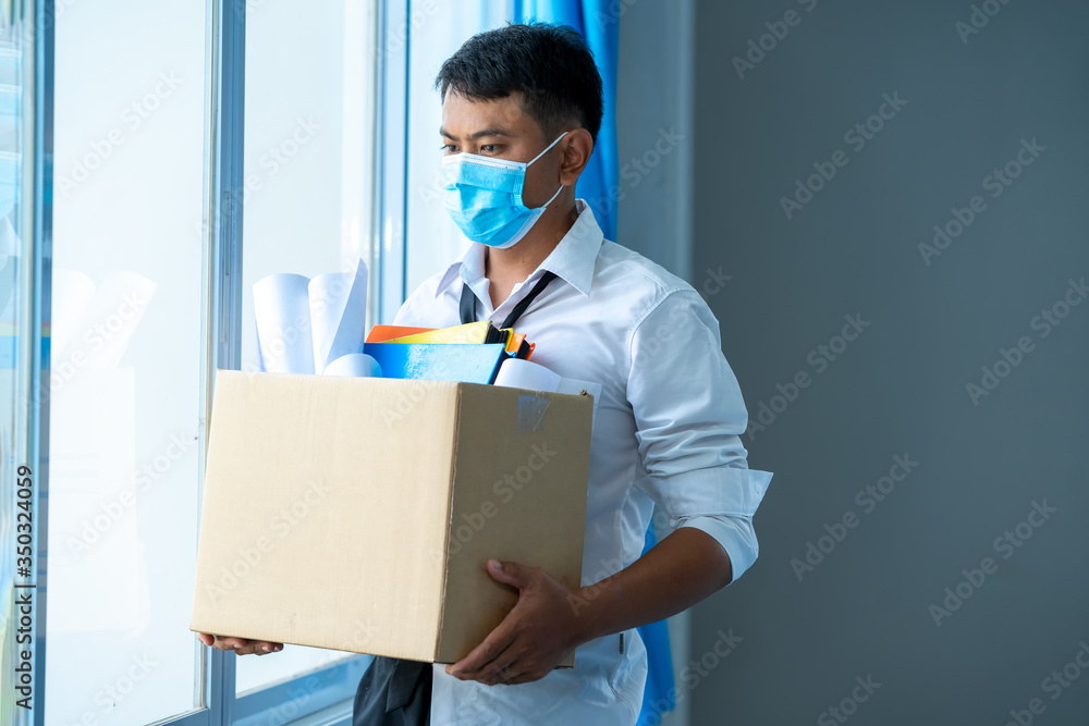 Unemployed man,Risk in real estate financing and investment,Coronavirus pandemic warning of risk in real estate financing or investing in asset valuable and quality concept. Unemployed man,Risk in real estate financing and investment,Coronavirus pandemic warning of risk in real estate financing or investing in asset valuable and quality concept.
