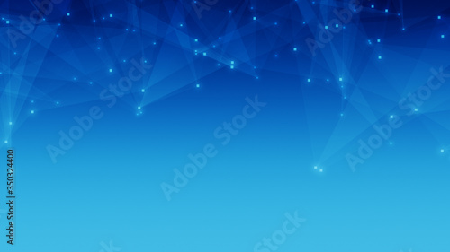 Abstract technology and science polygonal space low poly background Tone blue with connecting dots and lines.