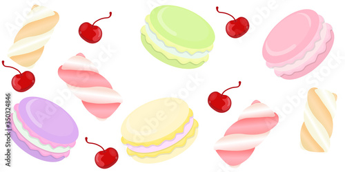 illustration of cute macaroons on a white background