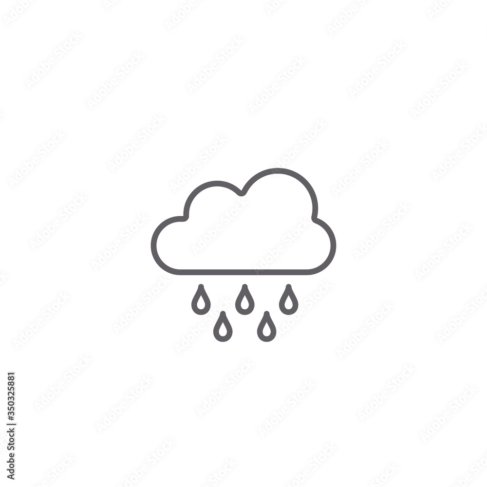 Cloud rain icon, Weather line symbol isolated on white background Cloud rain icon, Weather line symbol isolated on white background