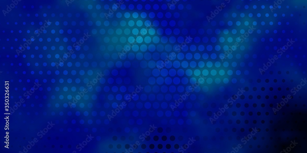 Dark BLUE vector layout with circle shapes. Illustration with set of shining colorful abstract spheres. Pattern for business ads.