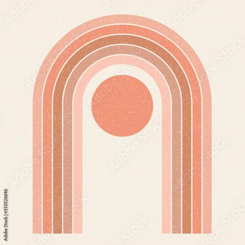 Papier peint Abstract contemporary aesthetic background with Sun and geometric rainbow gates