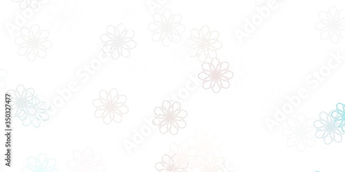 Light Pink  Green vector doodle background with flowers.