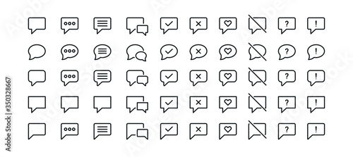 Minimal Text Bubbles Icon Set - Vector Set of Chat and Text Fields - editable vector Set