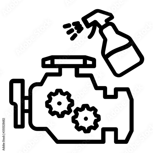 Spraying the Engine Bay Concept Vector Icon Design, Engine detailing on white background,  