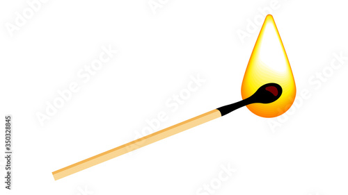 Burning match on a white background. Vector illustration.