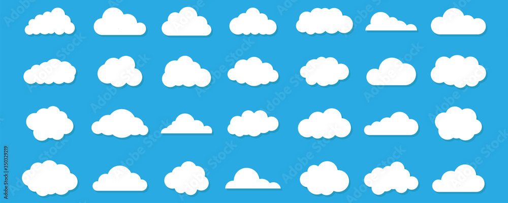 Naklejka Set of clouds. Big collection of Cloud icon Vector illustration