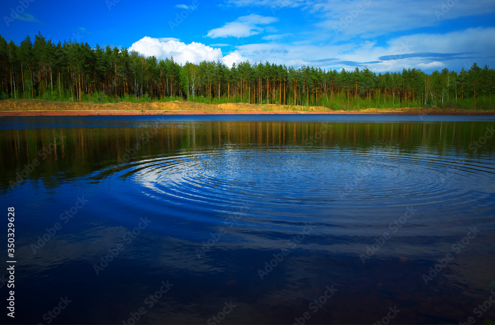 Water ripples at summer river background