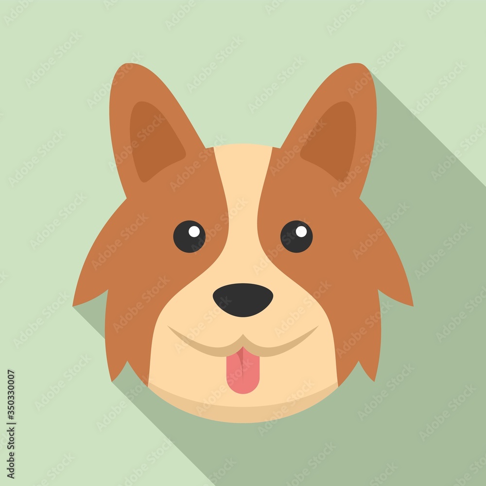 Fototapeta premium Cute corgi dog icon. Flat illustration of cute corgi dog vector icon for web design
