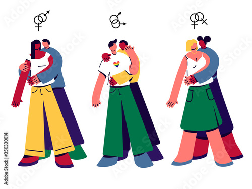 Wallpaper Mural People varied couples. LGBT/Symbols of Love. Month of pride Torontodigital.ca