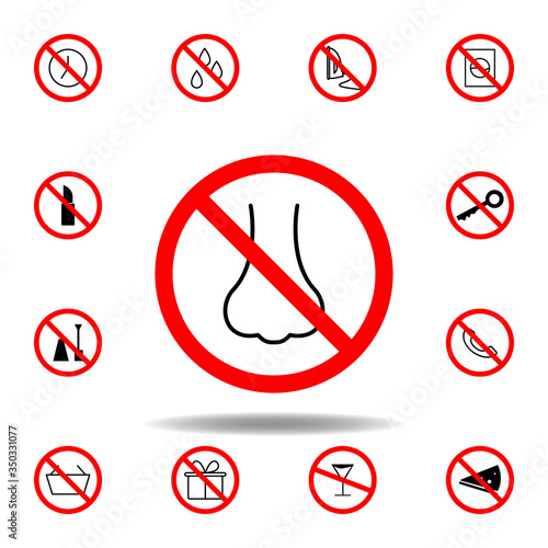 Forbidden nose, smell icon on white background. set can be used for web, logo, mobile app, UI, UX
