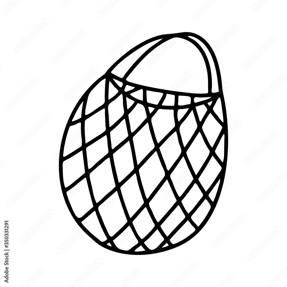 Cute hand drawn doodle string cotton eco bag . Isolated on white background. Vector stock illustration. Cute hand drawn doodle string cotton eco bag . Isolated on white background. Vector stock illustration.