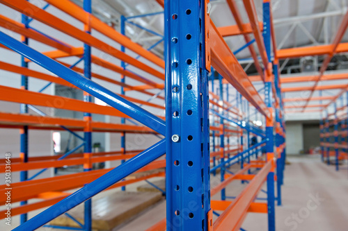Konstfotografi Metal shelving Mezzanine. Storage room.