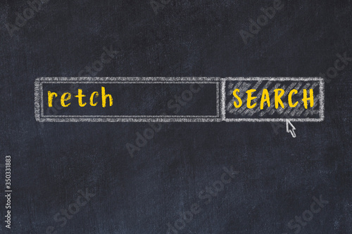 Chalk sketch of browser window with seqrch form and inscription retch