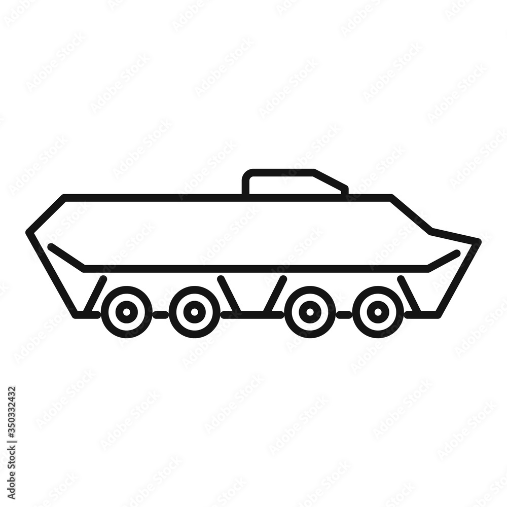 Military tank icon. Outline military tank vector icon for web design isolated on white background