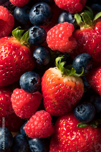 Fototapeta Naklejka Na Ścianę i Meble -  Raw Organic Assorted Fresh Berries
