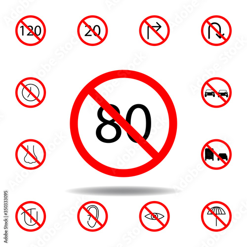 Free Download Forbidden speed 80 icon on white background. set can be used for web, logo, mobile app, UI, UX - GFXLoad