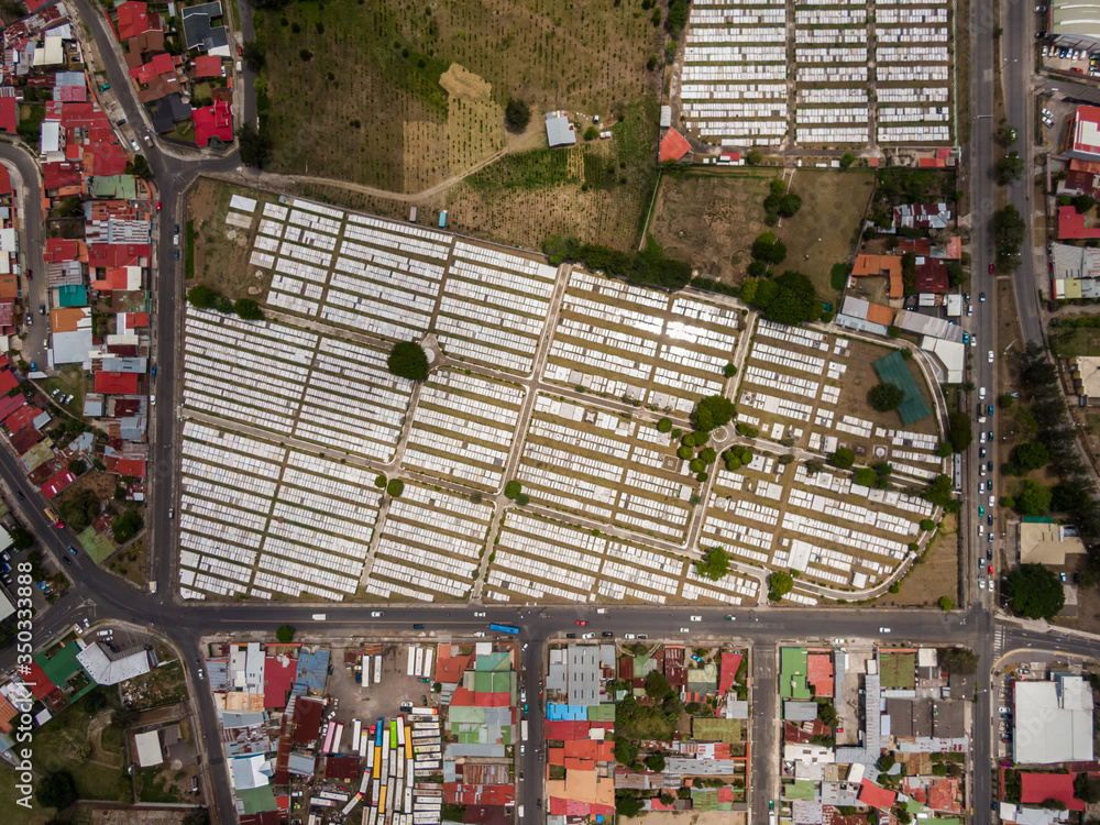Beautiful aerial view of the Cartago Cemetery and graveyard 