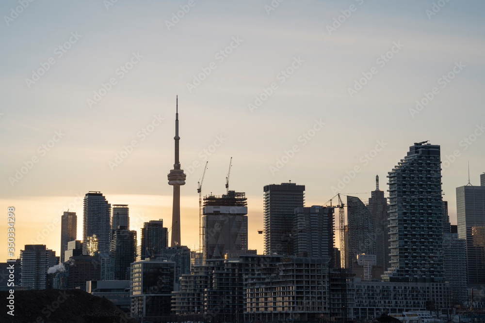 Toronto City Skyline at sunset in Ontario Canada