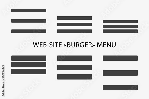 UI menu hamburger icon for mobile app navigation. Line vector illustration of burger menu for website dropdown bar. 3 black lines flat design for side drop down menu.