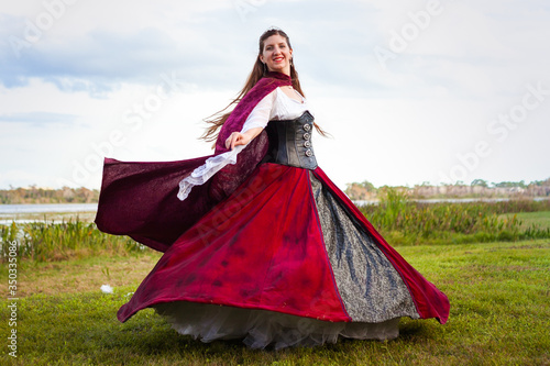 Renaissance Medieval Pirate Faire Woman in Cosplay Costume