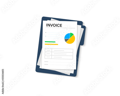 Paper invoice document in folder. Invoice or Payment icon. Procurement expense, Money document file. Payment and bill invoice. Digital Receipt or invoice for Financial app