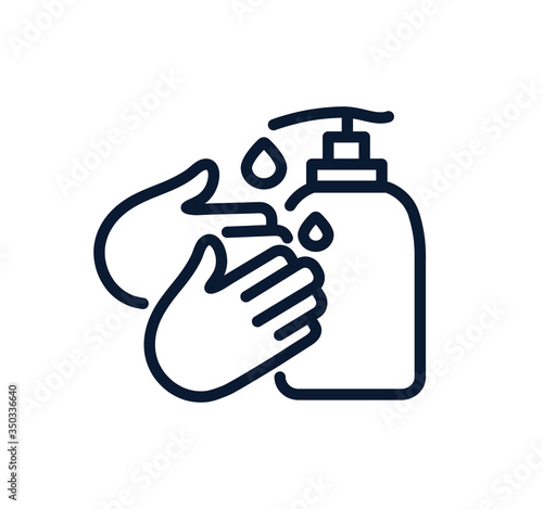 Hand sanitizer. Hand press Alcohol bottle to cleaning disinfection and washing. Hygiene Concept. Cleaning hands with antiseptic product. Dispenser, washing hands to keep clean