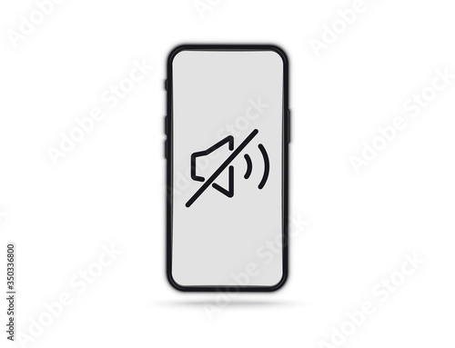 Phone call prohibit sign. Device icon. no mobile phone. No sound sign for mobile phone. Volume off or mute mode sign for smartphone. Please silence your mobile phone, smartphone silence zone