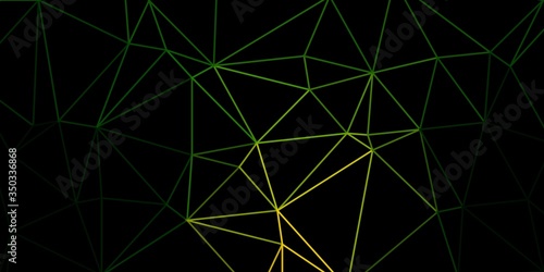 Dark green, red vector polygonal backdrop.