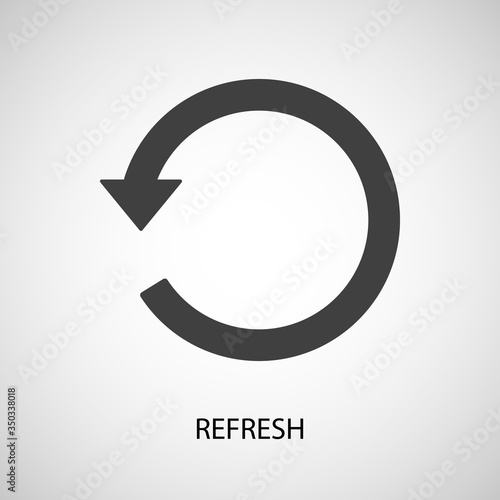 Refresh vector icon for app button. Undo or return web button. Restart sign.
