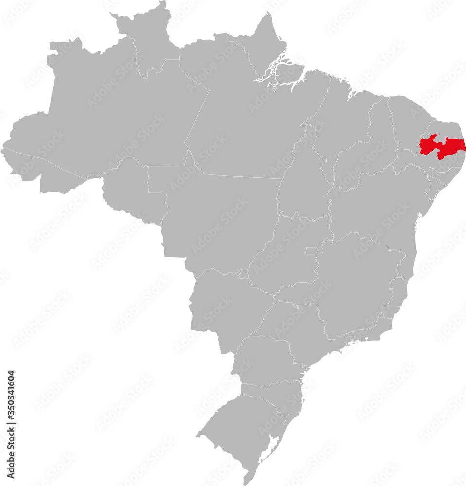 Paraíba state highlighted on Brazil map. Business concepts and backgrounds.