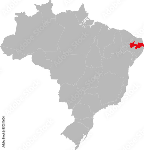 Para  ba state highlighted on Brazil map. Business concepts and backgrounds.