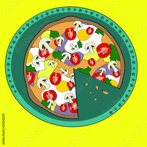 Vector pizza cartoon illustration delicious art