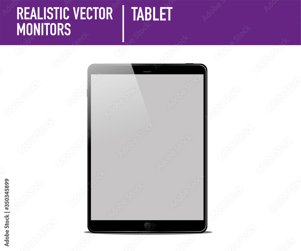 Ilustración realista de tablet color negro. vector