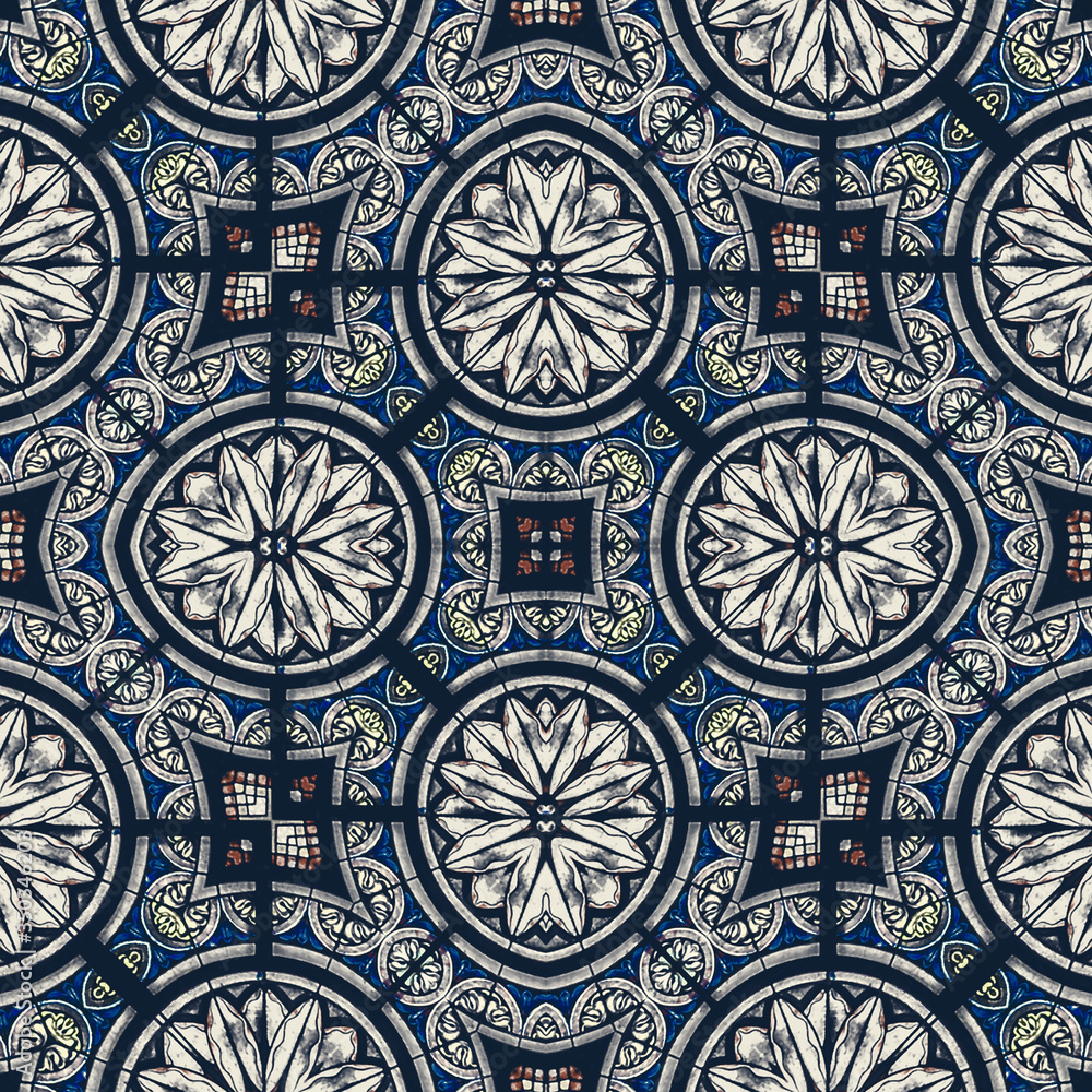 Ornate Decorative Seamless Pattern Mosaic