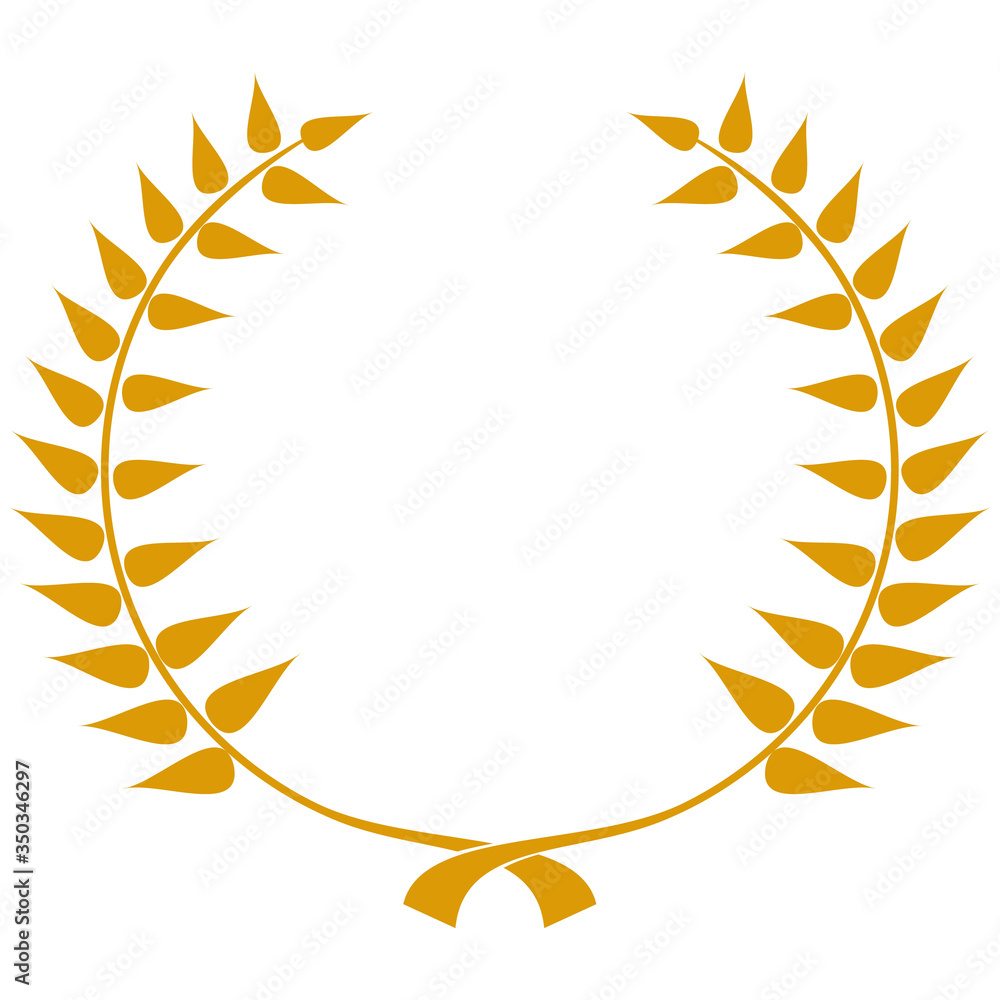 round wreath of laurel branches for design and emblem, gold color round wreath of laurel branches for design and emblem, gold color