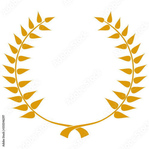 round wreath of laurel branches for design and emblem, gold color