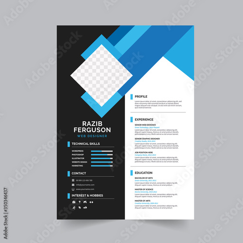 Professional Creative resume template design. Professional jobs CV/Resume, Corporate work hire interview document.