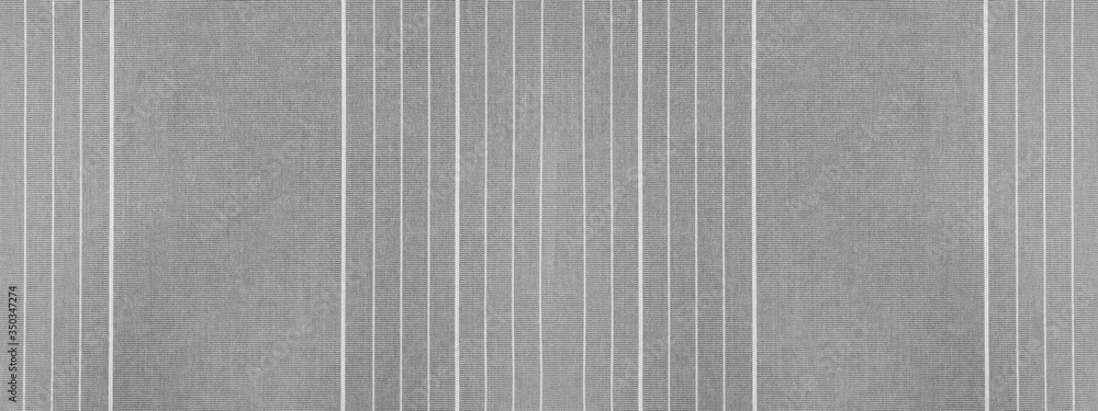 Fototapeta premium Gray grey white striped natural cotton linen textile texture background banner panorama 