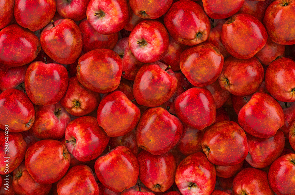 Background from red apples, top view. 3D rendering Background from red apples, top view. 3D rendering