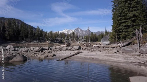 4K Aerial footage of Colchuck Lake at Colchuck Glacier in Washington State