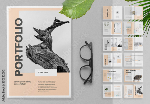 Portfolio Brochure Layout with Peach Accents