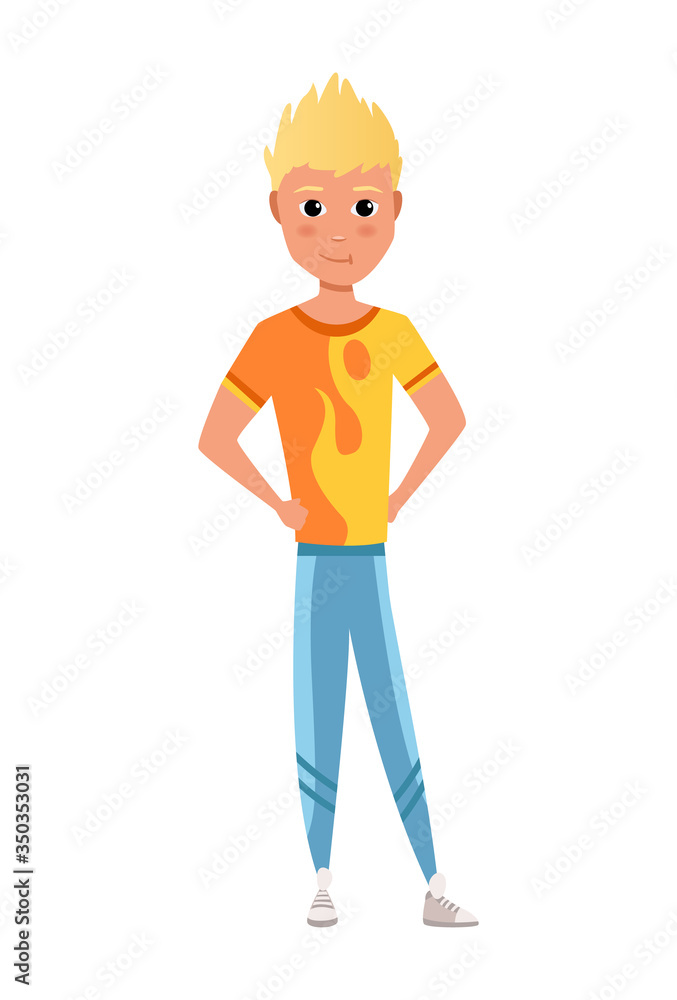 Vector illustration of young smiling men in casual cloth under the white background. Front view man Vector illustration of young smiling men in casual cloth under the white background. Front view man