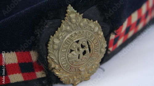 Wool WW2 Argyll and Sutherland Highlanders Glengarry cap with Argyll and Sutherland Highlanders regimental cap badge. This is an Other Ranks cap worn by British Army personnel