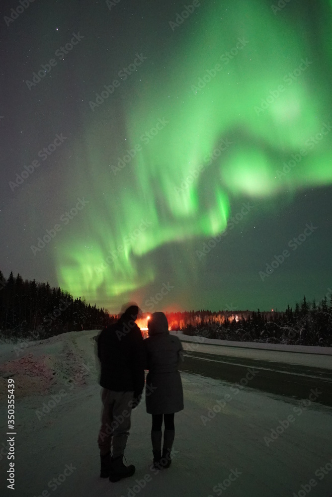 Obraz premium Nothren Light (Aurora Borealis) in Fairbanks, Alaska 