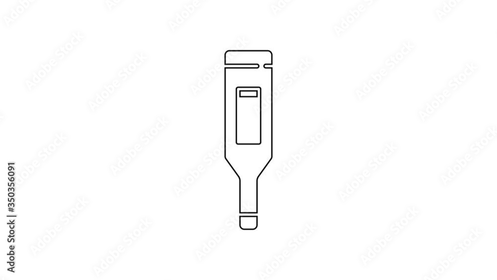 Black line Medical digital thermometer for medical examination icon isolated on white background. 4K Video motion graphic animation Black line Medical digital thermometer for medical examination icon isolated on white background. 4K Video motion graphic animation