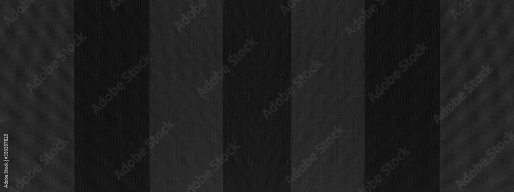 Black anthracite gray dark striped natural cotton linen textile texture background banner panorama 